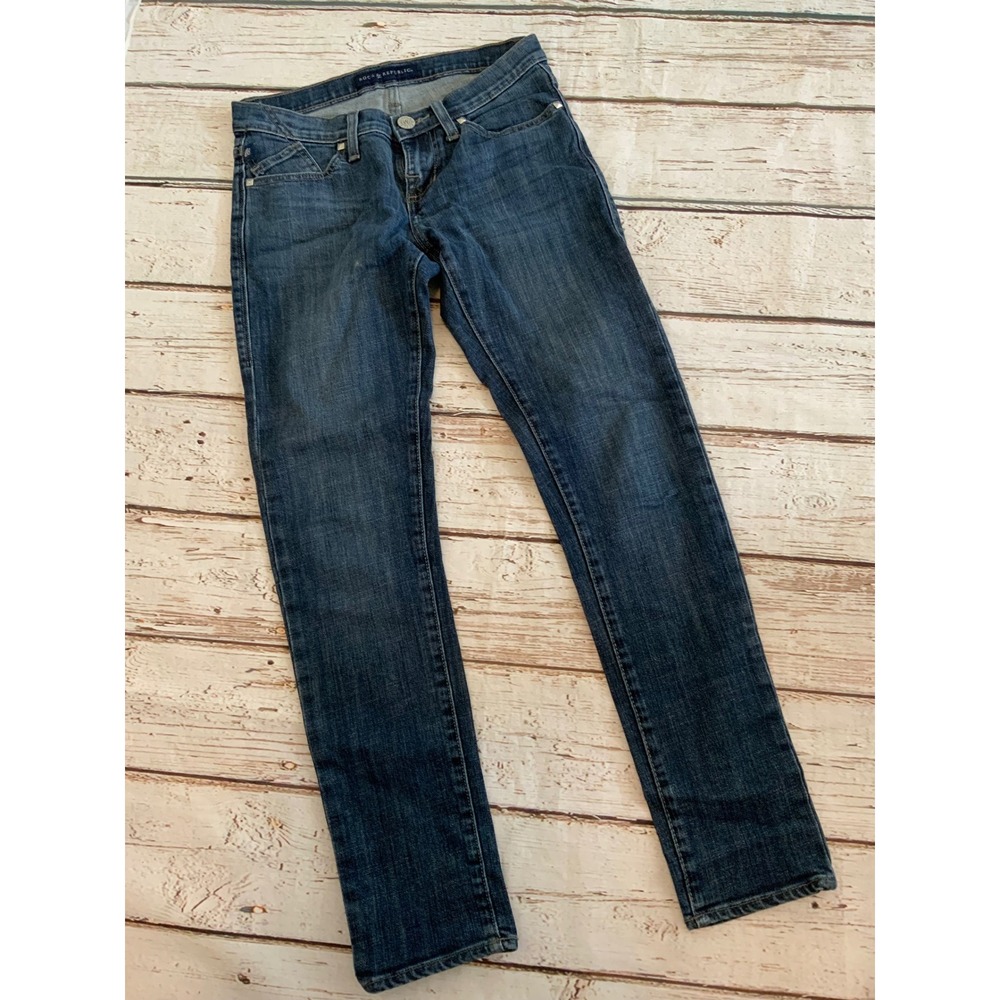Rock‎ & Republic Berlin Skinny Jeans Dark Wash Embroidered Logo Size 2S